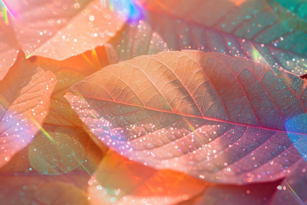 Holographic autumn leaf texture background backgrounds outdoors nature.