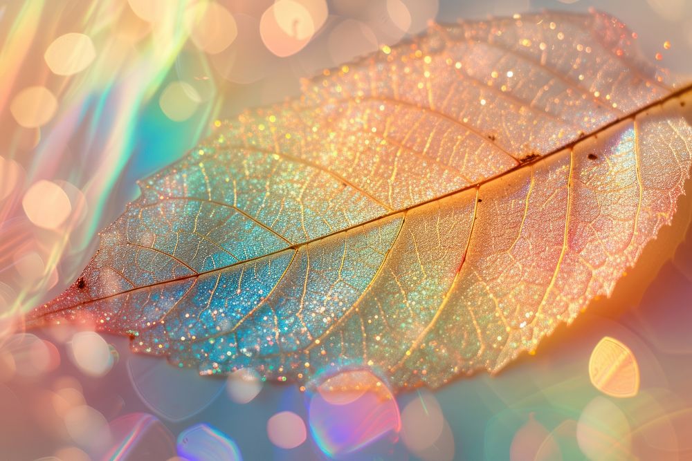Holographic autumn leaf texture background backgrounds outdoors glitter.
