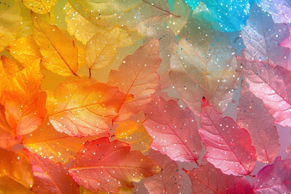 Holographic autumn leaf texture background backgrounds plant fragility.