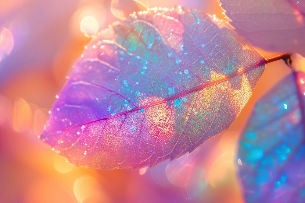 Holographic autumn leaf texture background backgrounds outdoors nature.