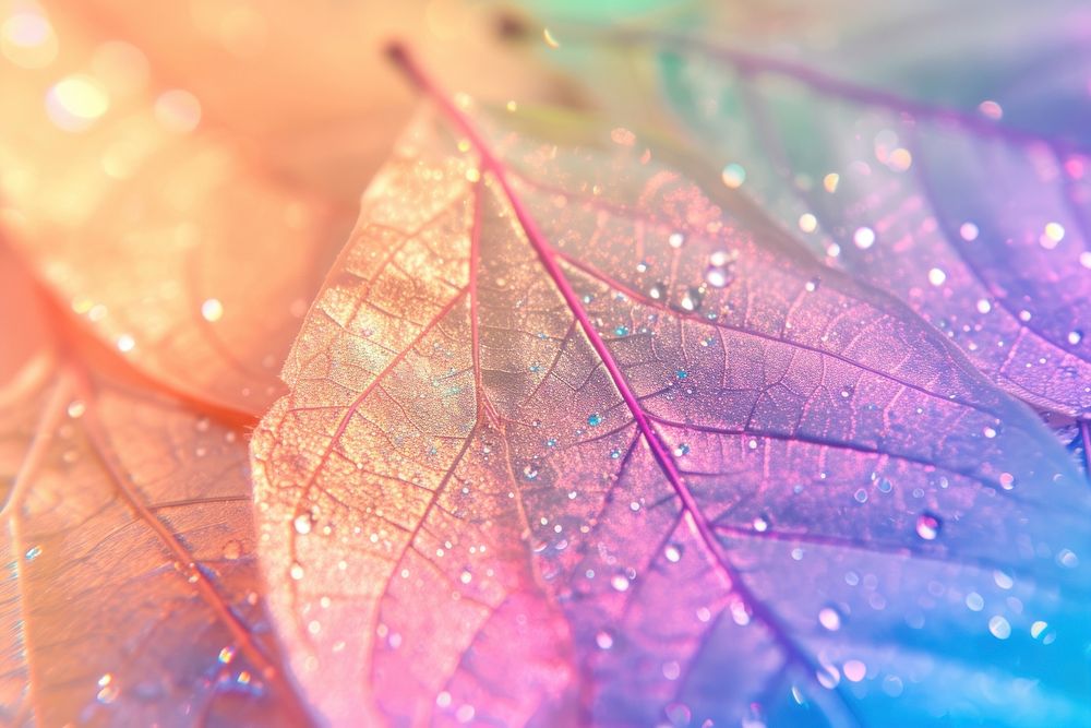 Holographic autumn leaf texture background backgrounds rainbow glitter.
