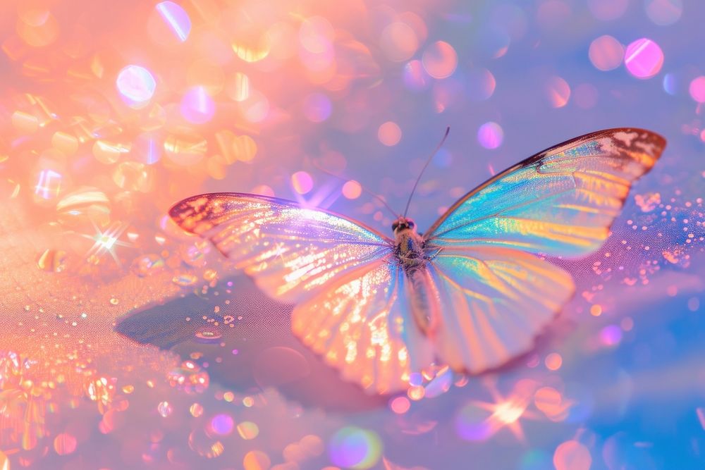Holographic butterfly texture background backgrounds glitter animal.