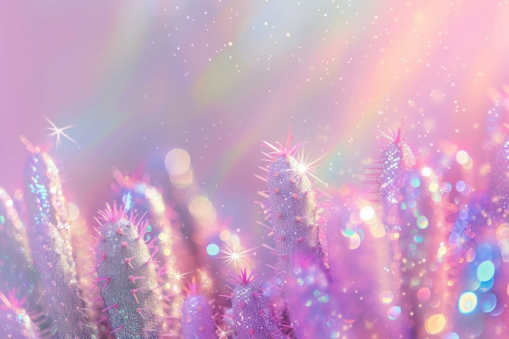 Holographic cactus plant background backgrounds outdoors glitter.