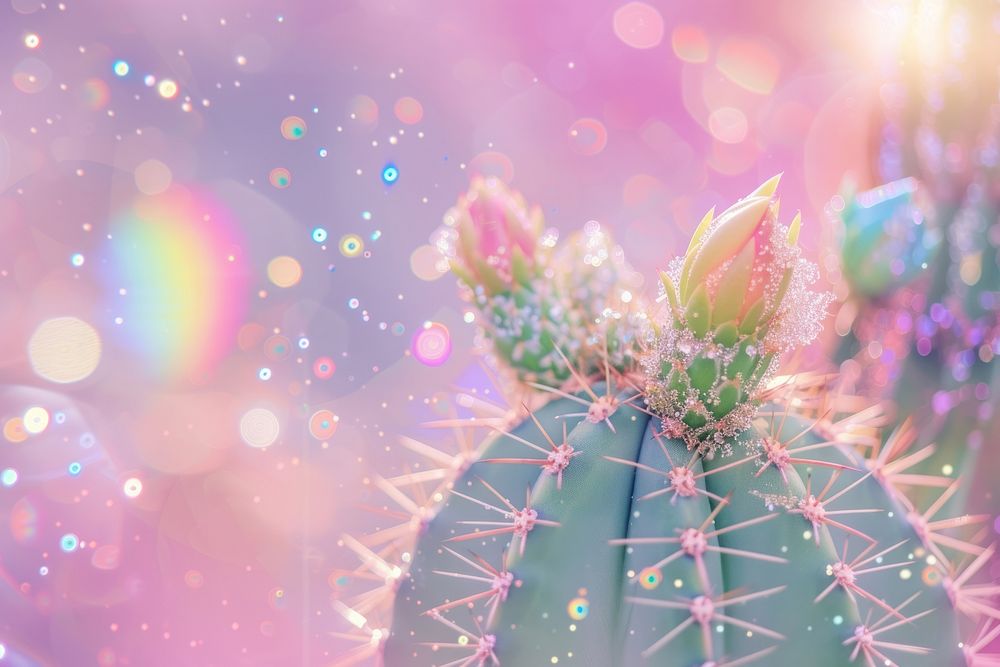 Holographic cactus plant background backgrounds celebration decoration.