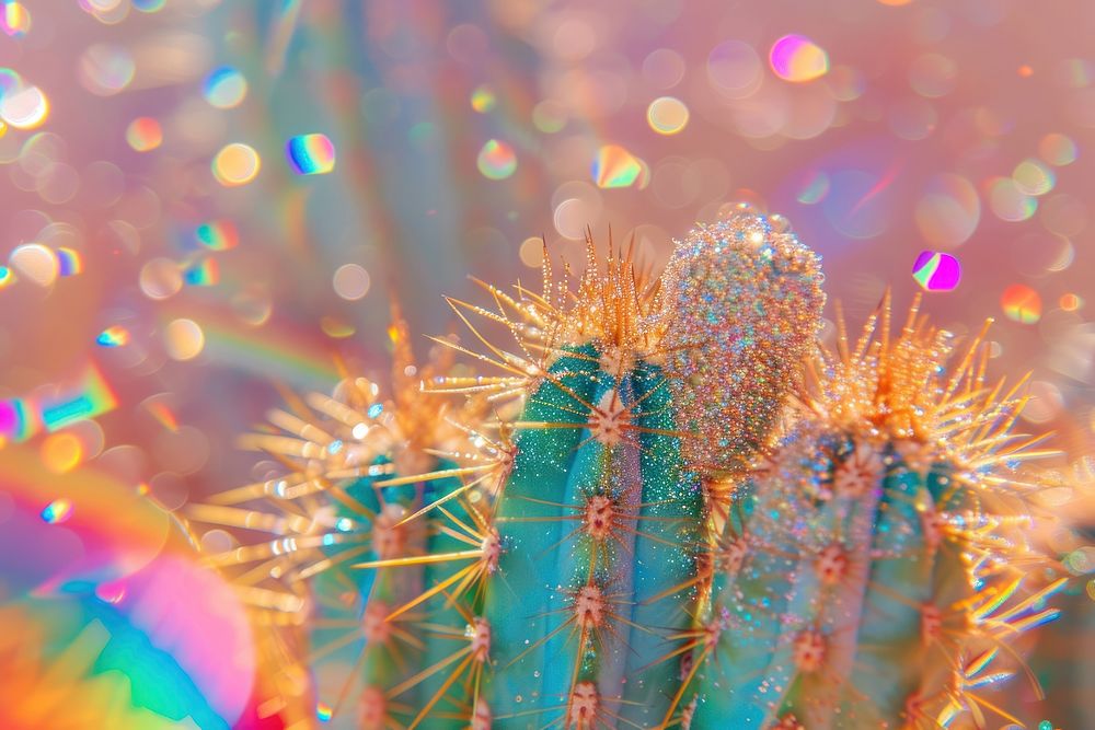 Holographic cactus plant background backgrounds celebration defocused.