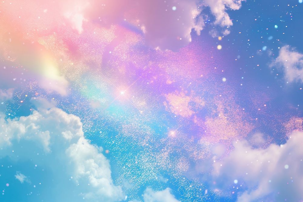 Holographic cloud on sky background backgrounds outdoors rainbow.