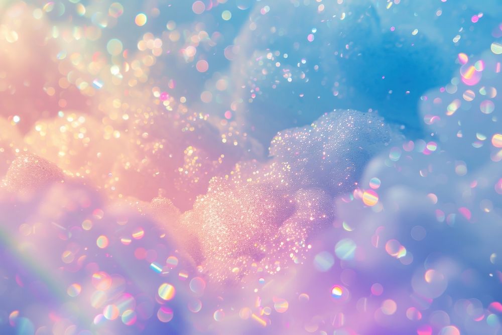 Holographic cloud on sky background backgrounds glitter transparent.