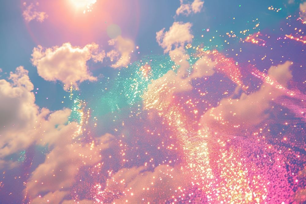 Holographic cloud on sky background backgrounds outdoors glitter.