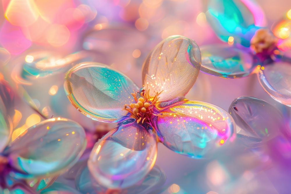 Holographic flower texture background backgrounds blossom petal.