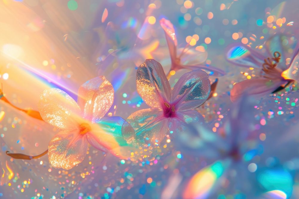 Holographic flower texture background backgrounds graphics glitter.