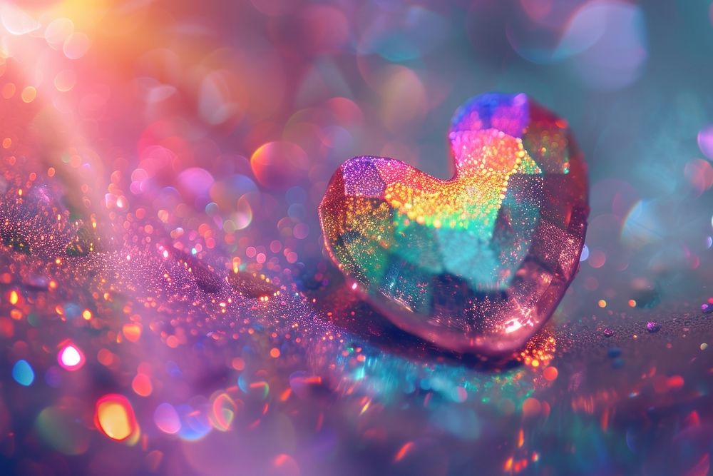 Holographic heart background glitter backgrounds rainbow.