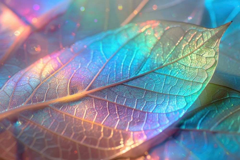 Holographic leaf texture background backgrounds plant futuristic.