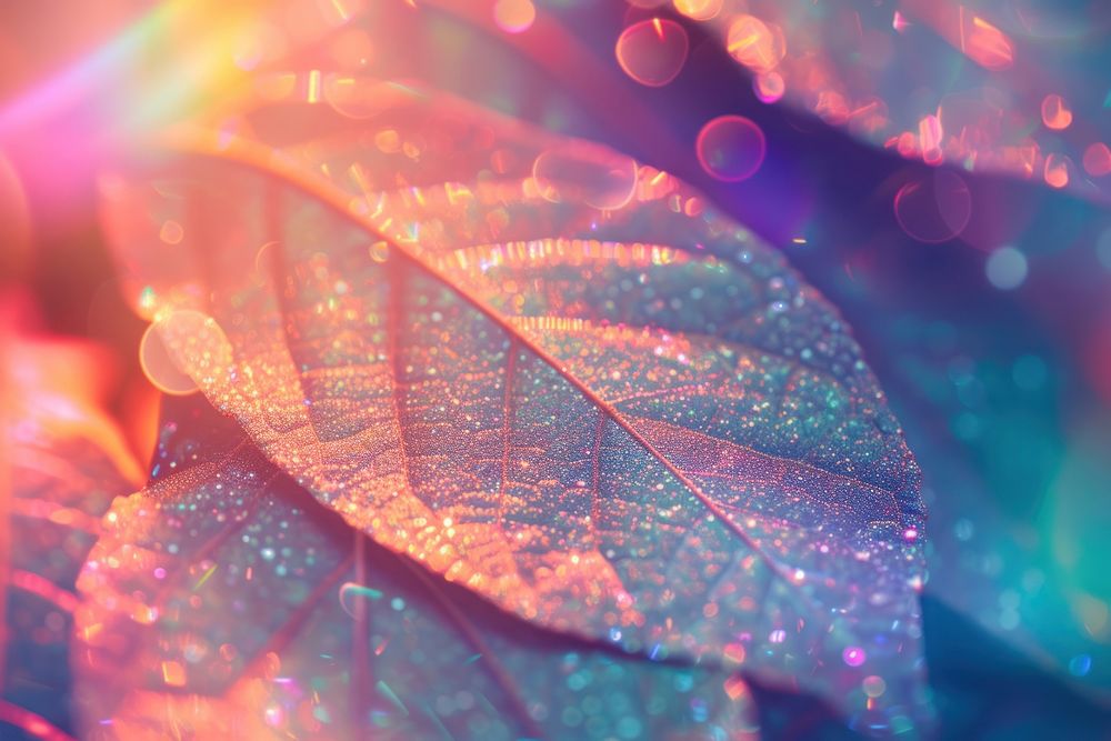 Holographic leaf texture background backgrounds outdoors glitter.