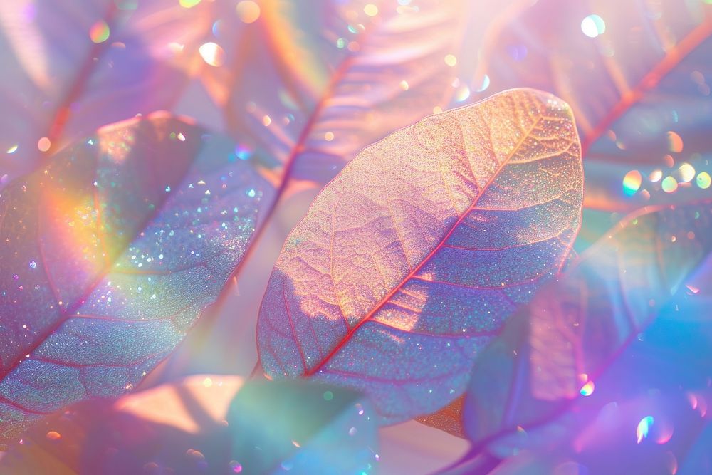 Holographic leaf texture background glitter backgrounds outdoors.