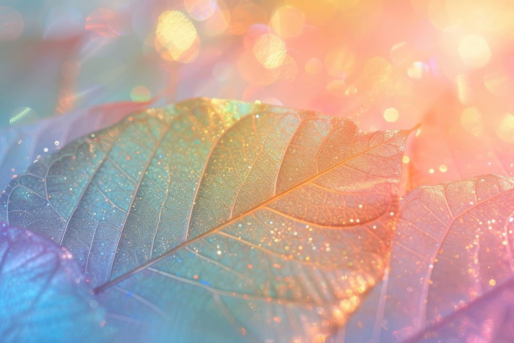 Holographic leaf texture background backgrounds sunlight outdoors.