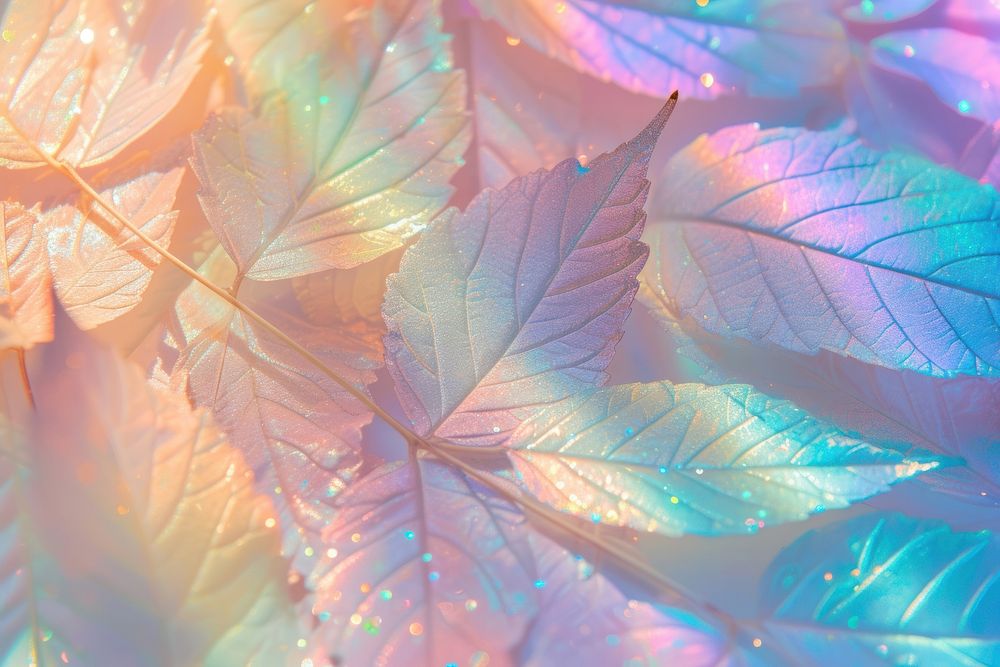 Holographic leaf texture background backgrounds plant fragility.