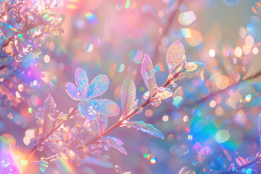 Holographic plant background glitter backgrounds outdoors.
