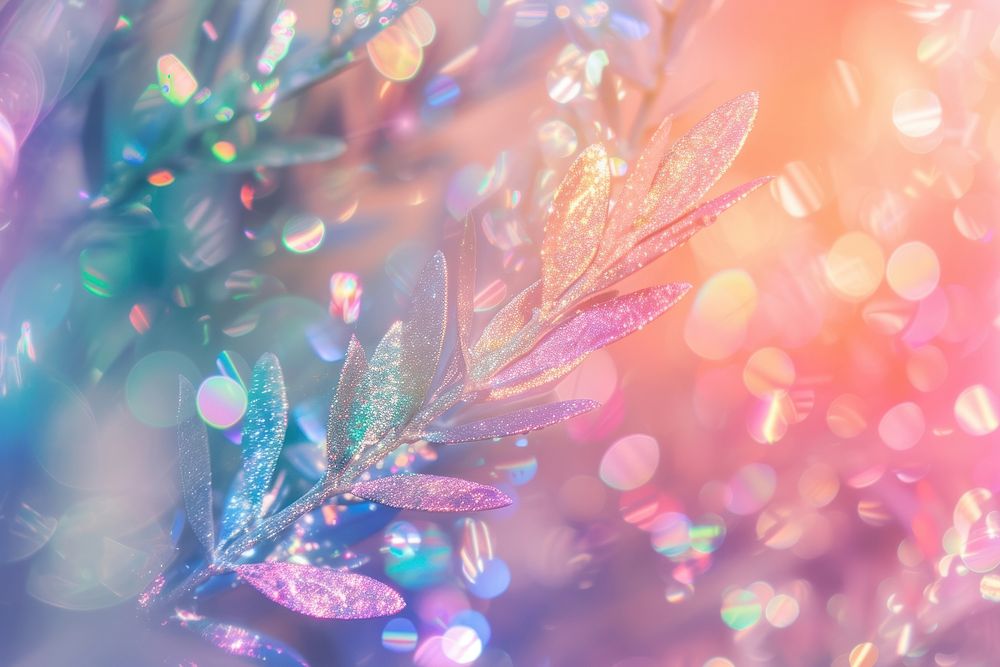 Holographic plant background glitter backgrounds graphics.