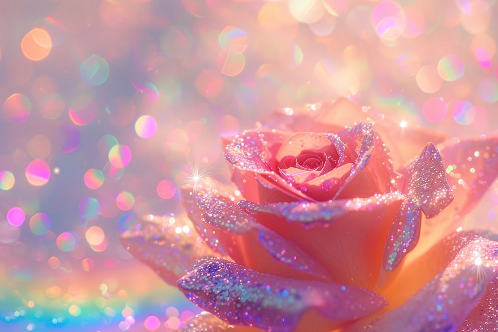 Holographic rose background backgrounds glitter flower.