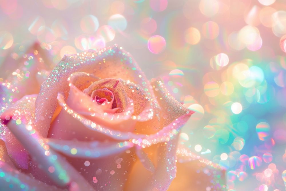 Holographic rose background backgrounds glitter flower.