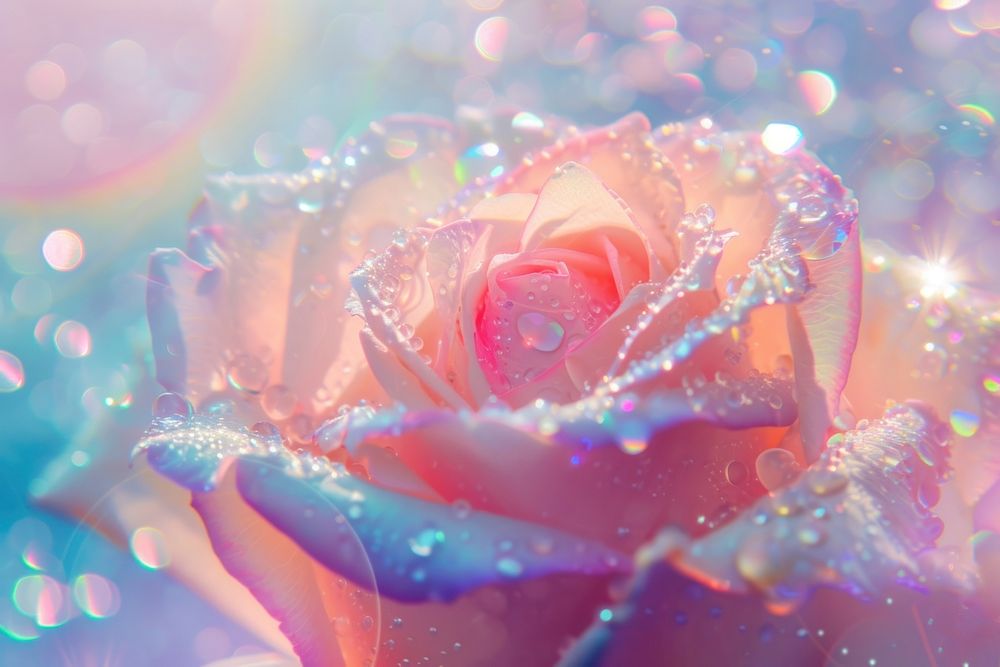 Holographic rose background backgrounds rainbow glitter.