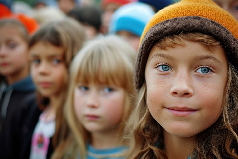 Photo crowd people portrait child baby.