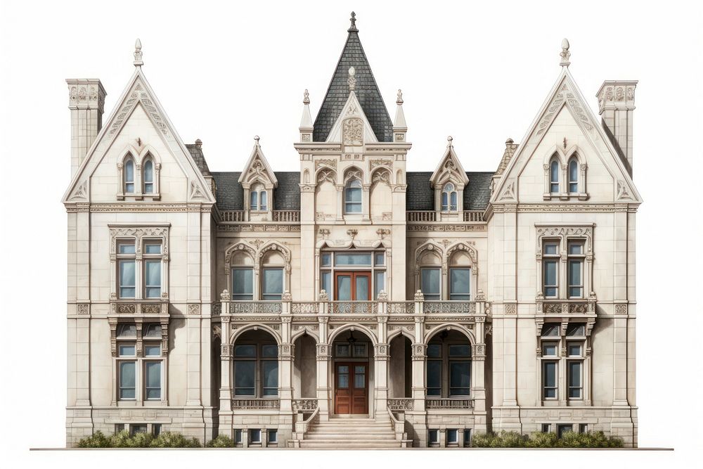 Gothic townhome architecture building house city.