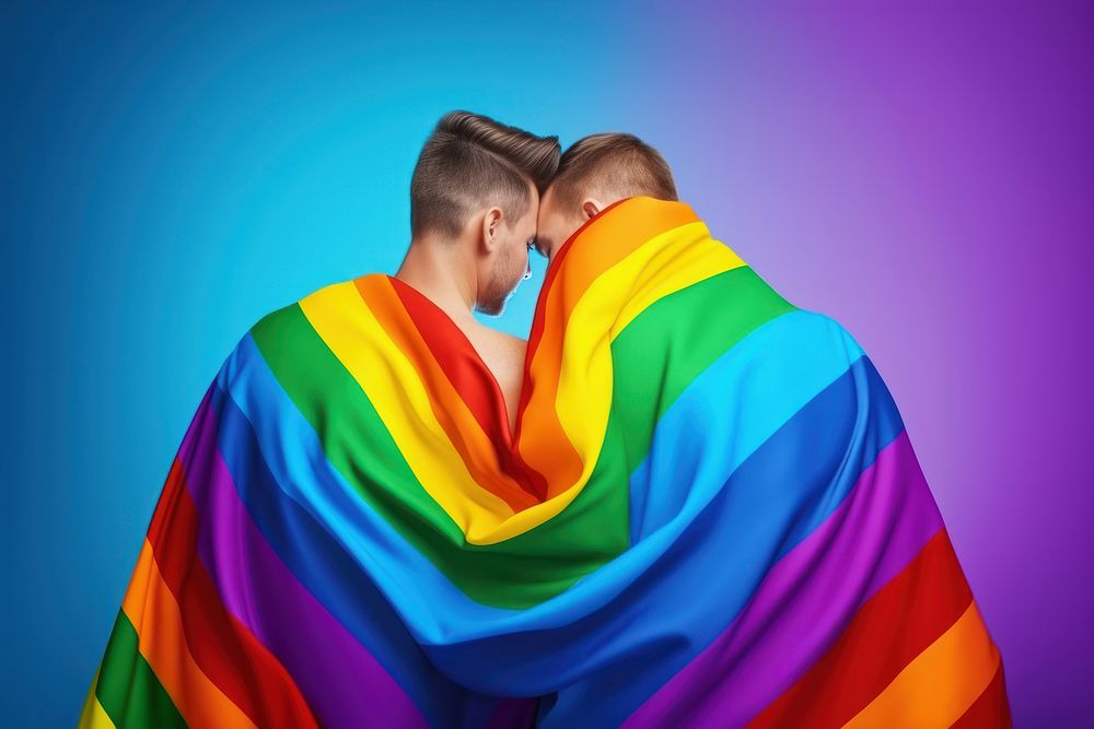 Embracing rainbow adult togetherness.
