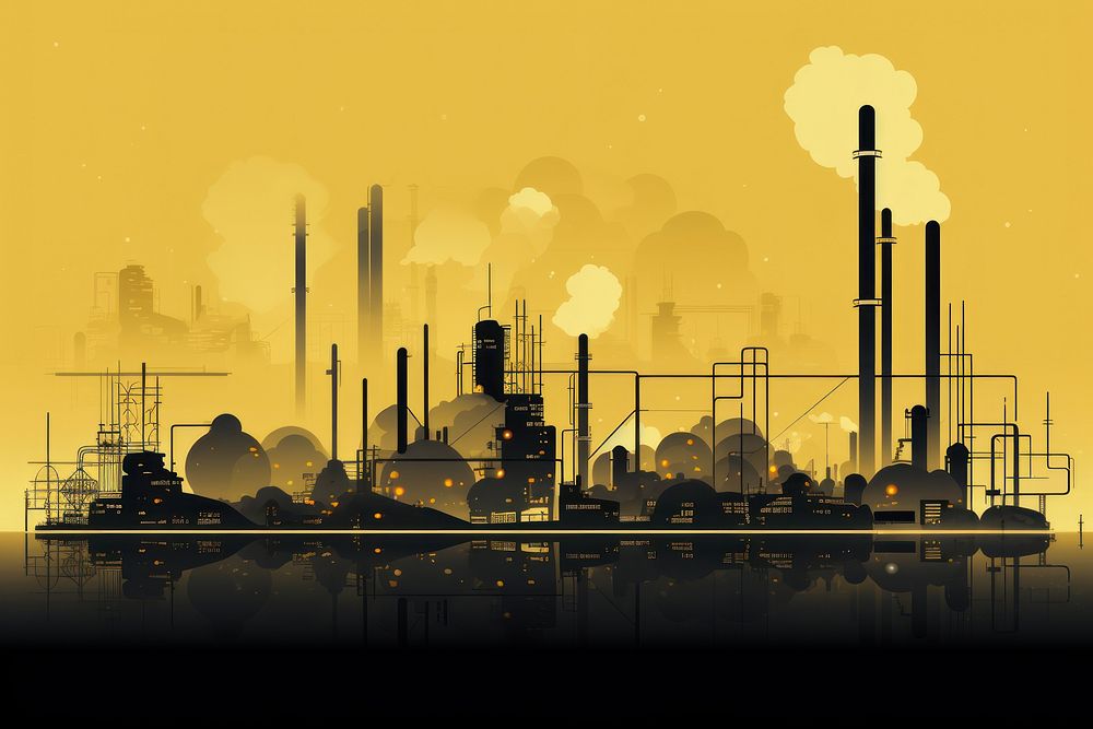 Pollute city architecture pollution refinery.