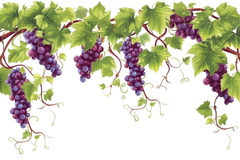 Vine borders grapes fruit plant.