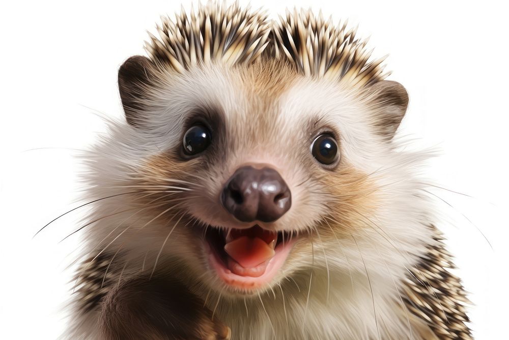 Hedgehog Selfie animal mammal white background.