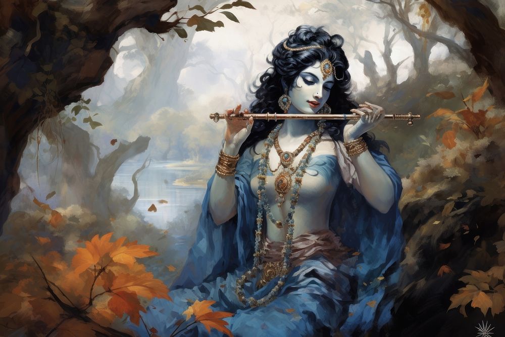 Krishna painting flute jewelry.