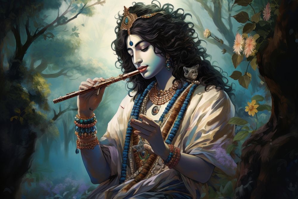 Krishna flute painting jewelry.
