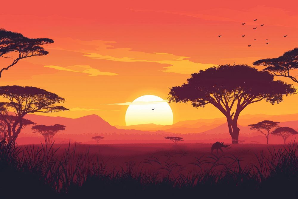 Safari background sunset landscape outdoors.
