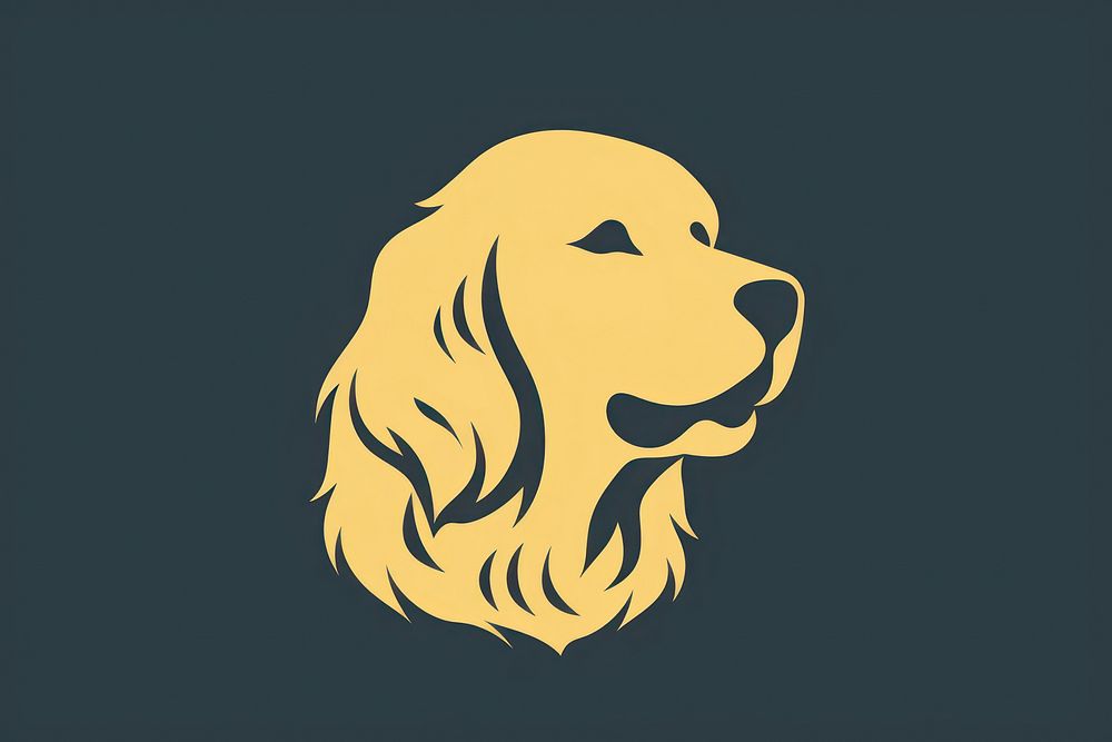 Memphis design of minimal golden retriever animal mammal logo.