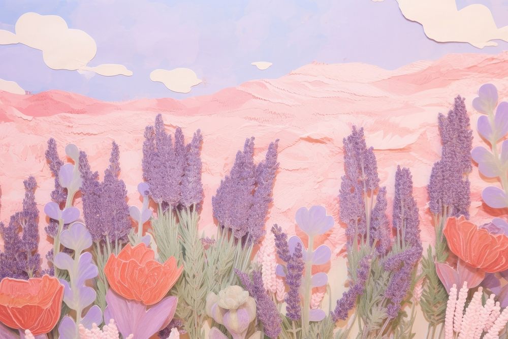 Lavender craft collage backgrounds painting blossom.