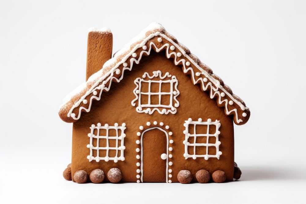 Minimal gingerbread house dessert cookie icing.