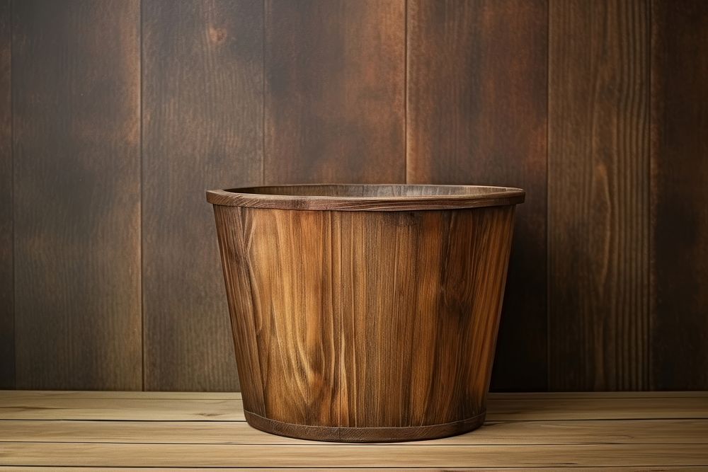 Wooden bucket brown architecture flowerpot.