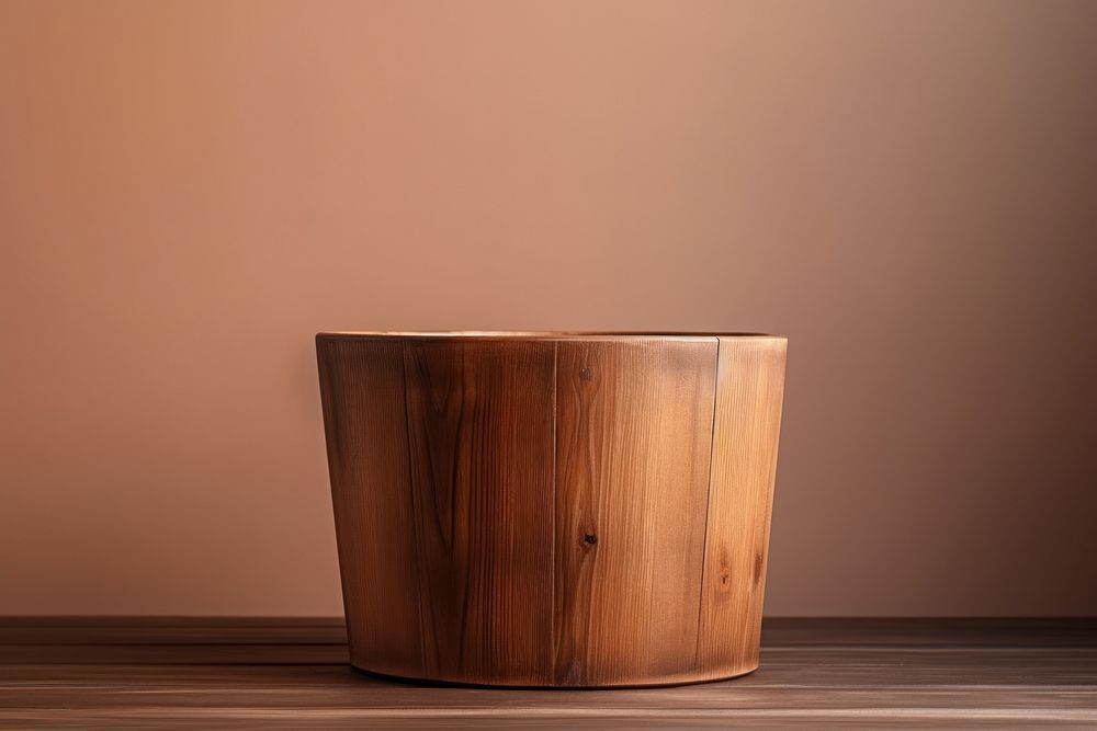 Wooden bucket brown furniture flowerpot.