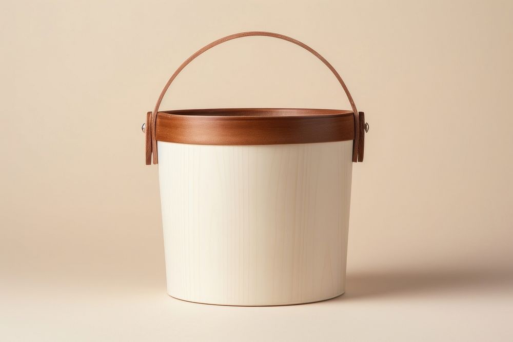 Wooden brown bucket container flowerpot cylinder.