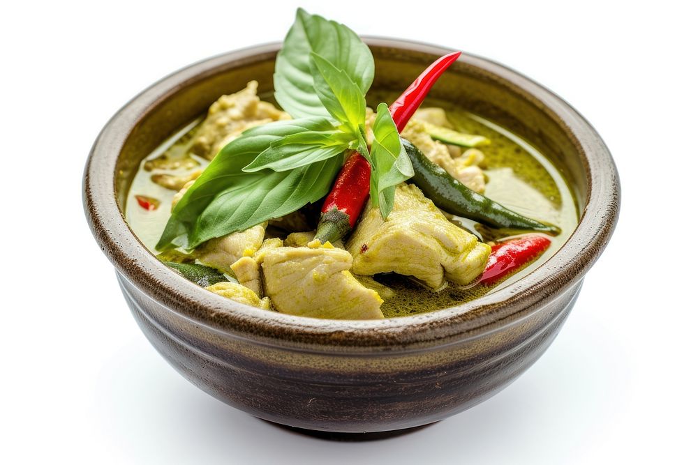 Bowl of Green Curry curry green food.