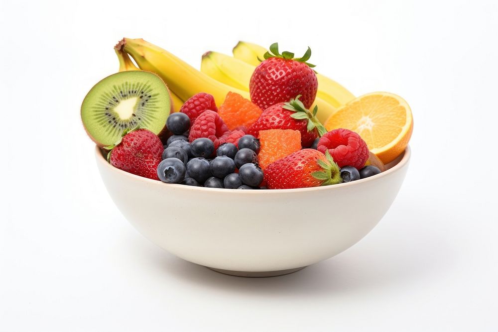 Fruit bowl fruit strawberry blueberry.