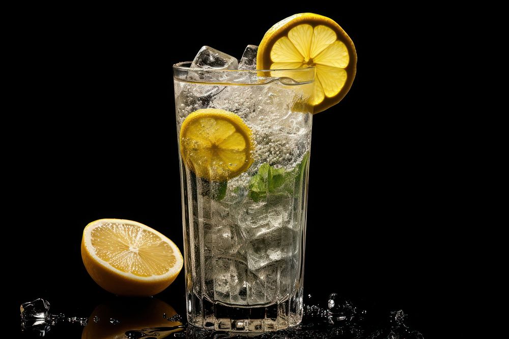 Soft drink sparkling water lemonade cocktail mojito.