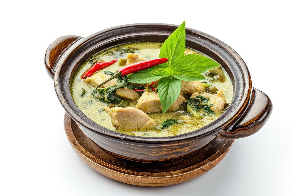 Pot of Green Curry curry green food.