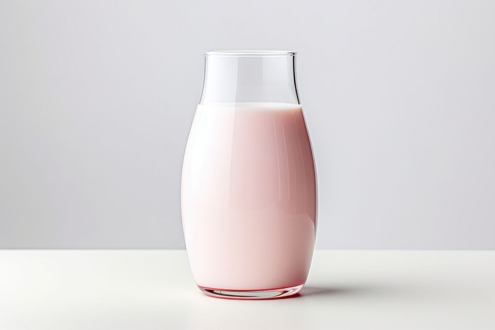 Strawberry Milk glass milk drink white background.
