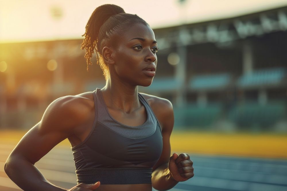 African american female athlete motivation running adult.