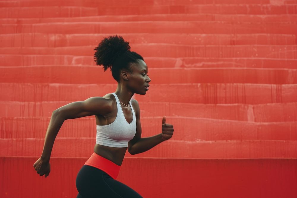 African american female athlete motivation running adult.
