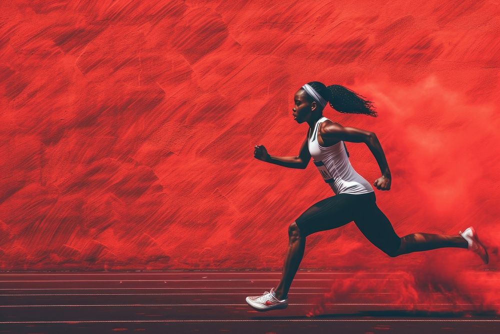 African american female athlete running jogging adult.