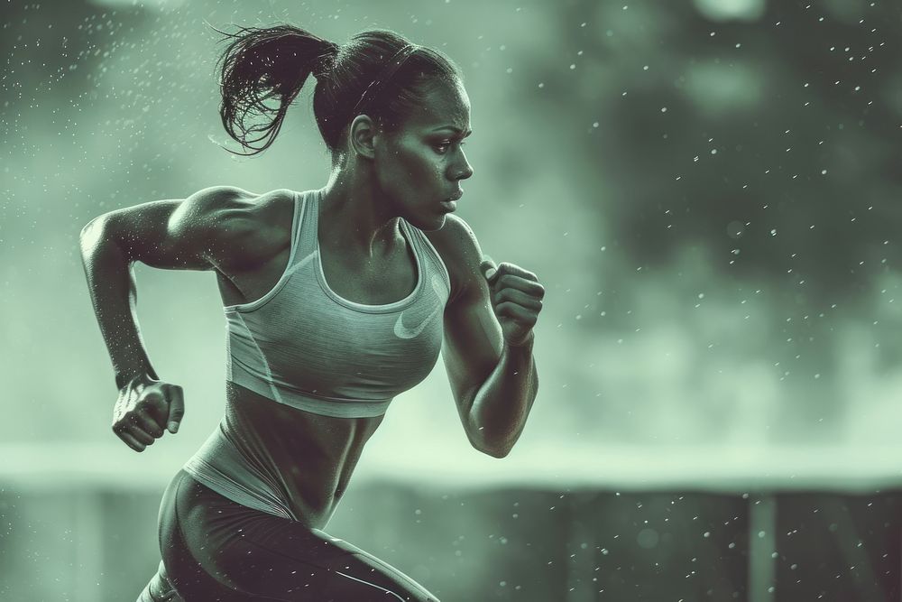 African american female athlete running motivation jogging.