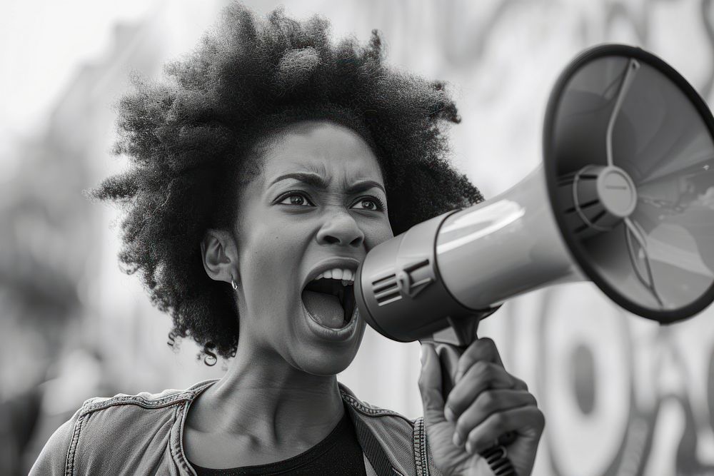 African american woman shouting portrait adult.
